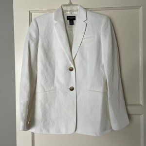 Ann Taylor Linen Blend White Jacket Blazer